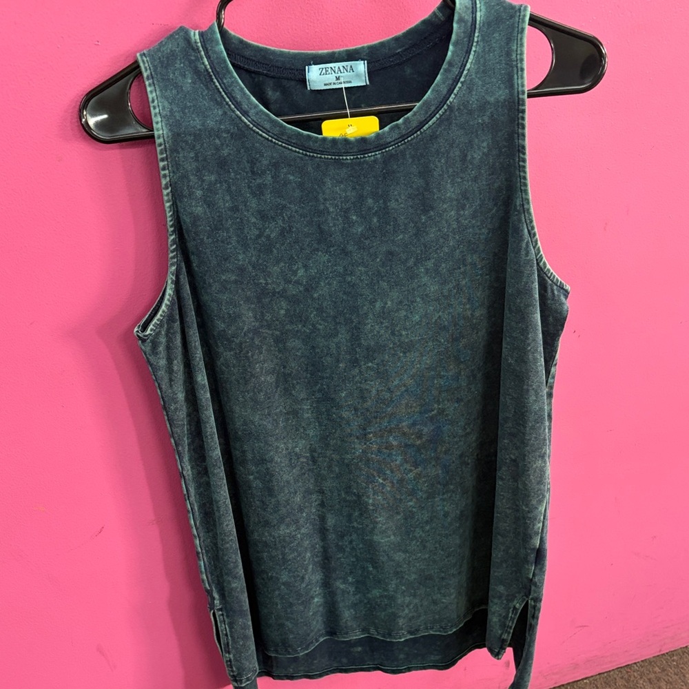 Zenana Outfitters Mineral Wash Charcoal Gray Tank Top